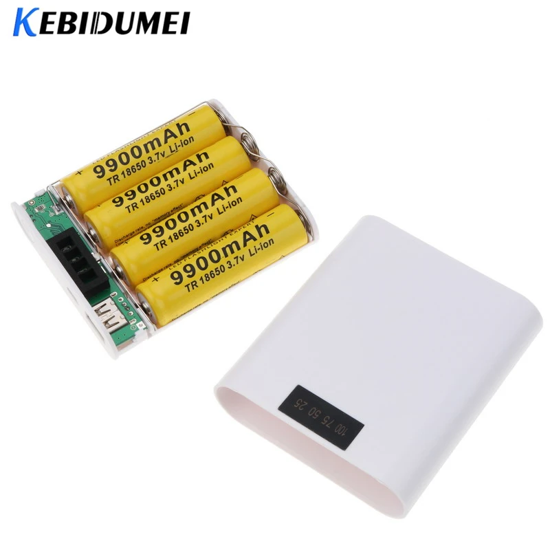 

kebidumei 5V USB 4 * 18650 Power Bank Battery DIY Shell Case Box Mobile Phone Charger Display Screen For iphone X 7 xiaomi