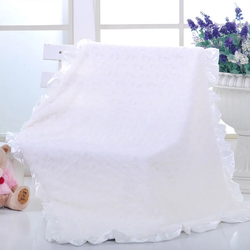 

1Pcs Breathable Blanket Smooth Lining Rose Surface Kid Blanket Warm Pink White Baby Swaddle Bedding Supplies Room Decor 102x76cm
