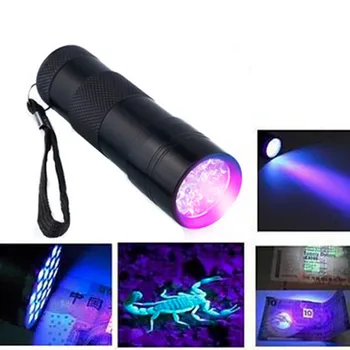 

New 1pc Portable Aluminum 9Led UV Flashlight Violet Light Flashlights Torch Light Lamp Tactical Flashlight Ultraviolet Lamp