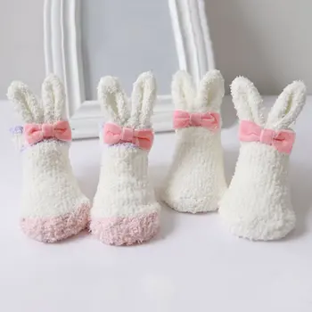 

0-1Y Baby Girls Cartoon Rabbit Cotton Socks Thickening Coral Cashmere Anti Slip S2