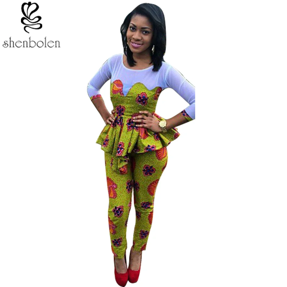 Shenbolen African Clothes for women Jumosuit Ankara print cotton Long Pant lady traditional clothes Shenbolen African Clothes for women Jumosuit Ankara print cotton Long Pant lady traditional clothes