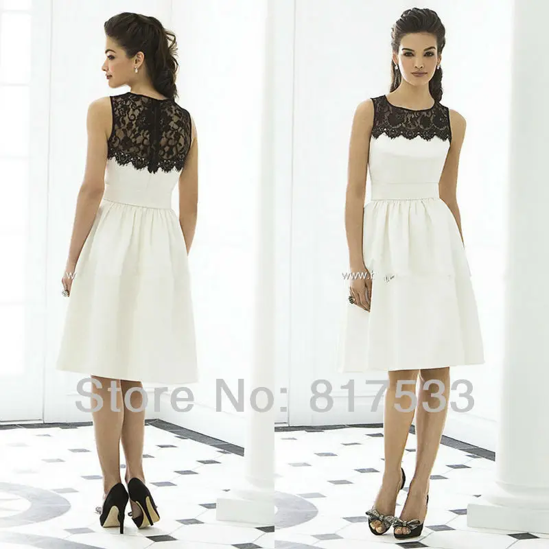 bridemaid dress junior prom bateau black and white white formal dresses