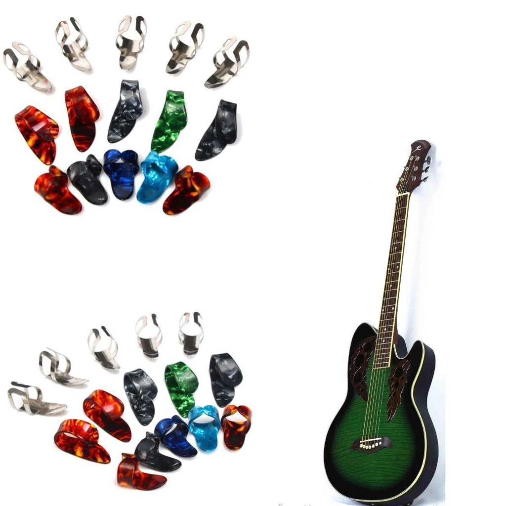 15pcs Colorful Finger Picks Plectrum Guitar Finger Picks Guitar Thumb Picks