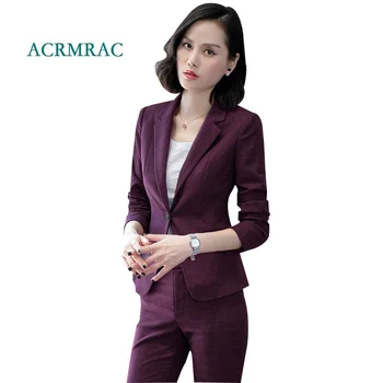 

ACRMRAC Women's suit New Spring and autumn Slim Long sleeve lattice Blazers pants Business OL Formal Pants t Suits