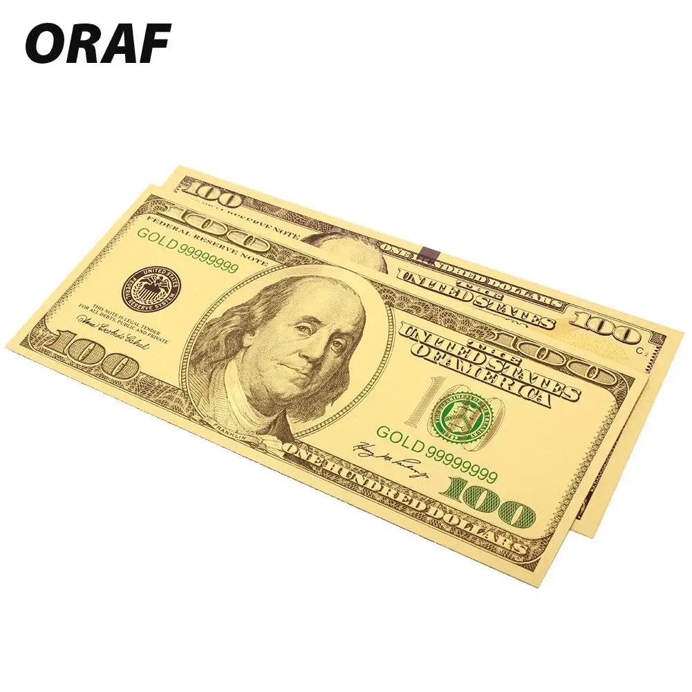 

Gold 100 Dollar Bills Realistic Coin Banknotes Decoration Collection Commemorative Notes Home Decoration