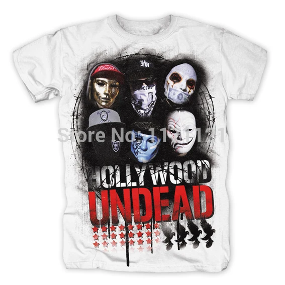 

Bloodhoof Free shipping HOLLYWOOD UNDEAD - MASKS - Heavy Metal, Rap-Metal, Rap-Rock Men's Black T-shirt in summer Asian Size