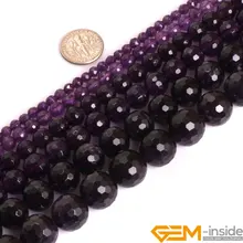 AAA класс круглая огранка Фиолетовый аметист Драгоценные Природные камни бусины для изготовления ювелирных изделий Strand 15 дюймов
