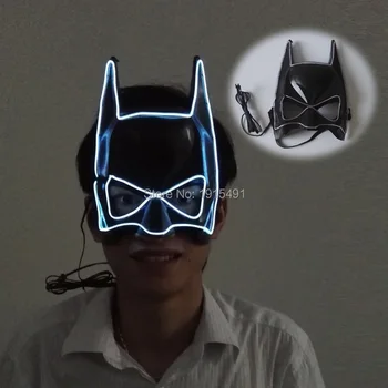 

Arts and Crafts Party Holiday Lighting EL Wire Superhero Batman Mask Character Play Neon Led Fancy Cartoon Mask New Year Day Bar