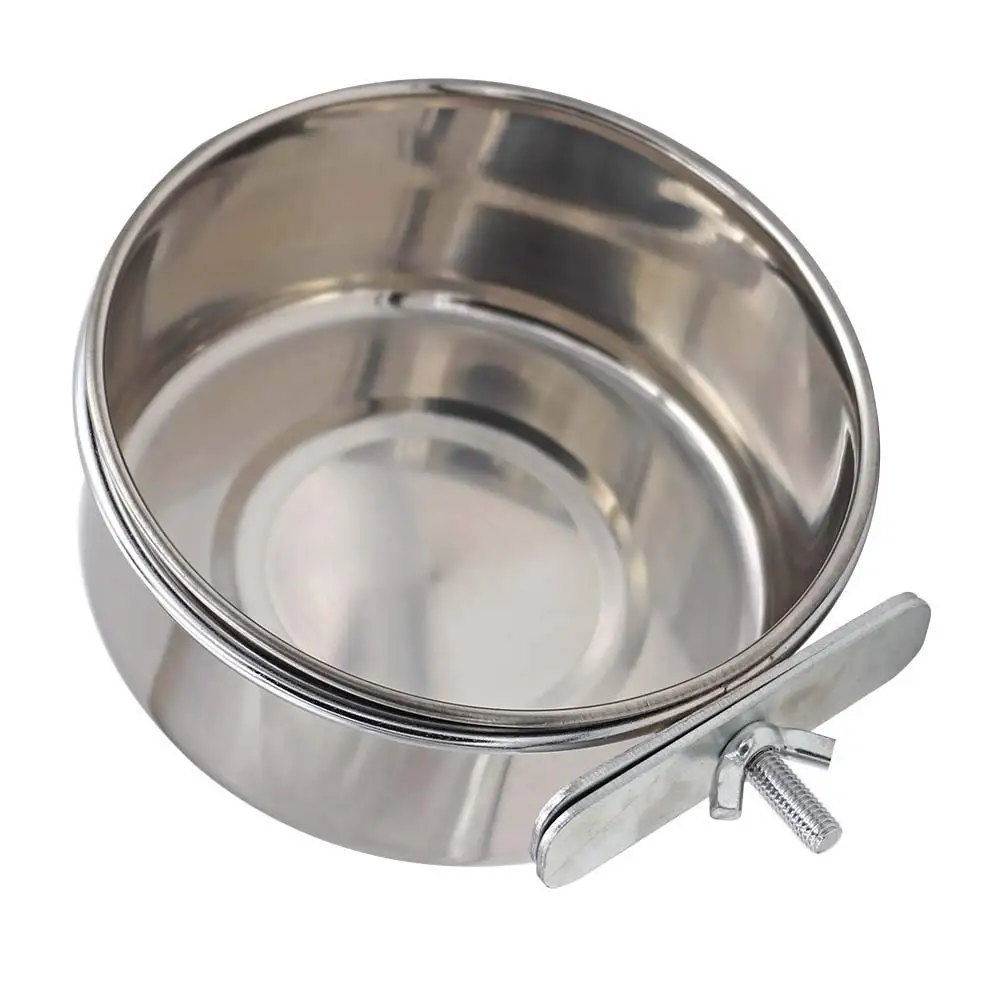Stainless Steel Food Water Bowl Feeder Holder Bird Parrot Rabbit Pet Cage Cup US 