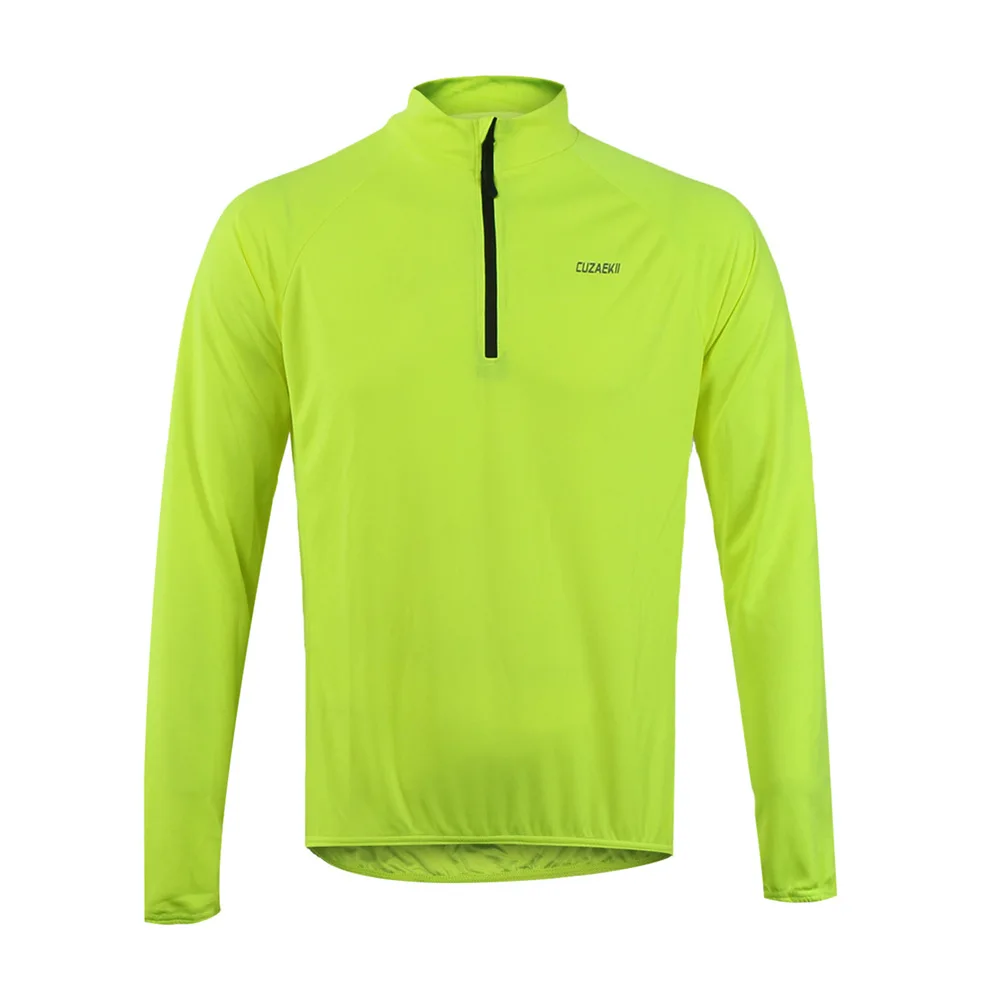 Cuzaekii мужские впитывающие влагу для велосипедного спорта Джерси велосипед MTB DH рубашка с длинным рукавом для бега на открытом воздухе для отдыха спортивная одежда - Цвет: Green