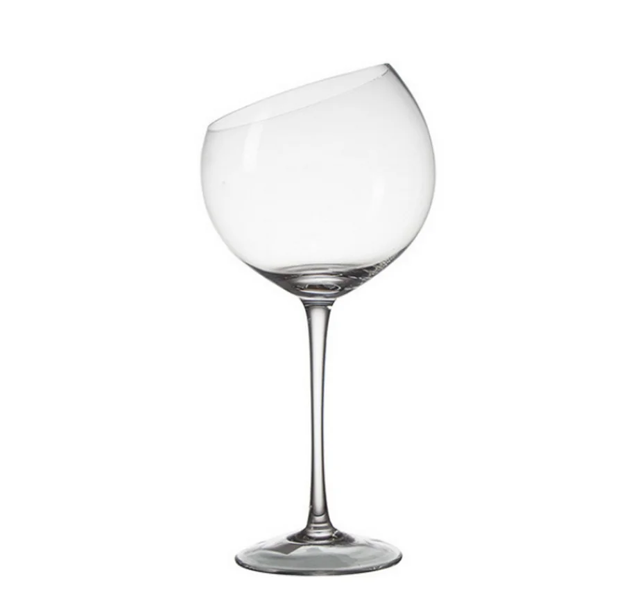 

New High Grade Lead-free Red Wine Glass Oblique Crystal Goblet For Home Bar Party Hotel Wedding Glasses Barware As Gift LFB359