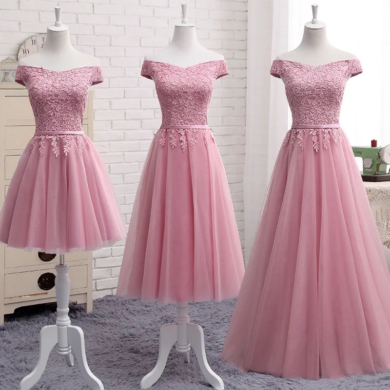 

Mingli Tengda Champagne Lace Elegant Bridesmaid Dress Boat Nevk Appliques Bridesmaid Dresses vestido para madrinha A-Line Dress