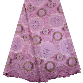 

Latest Pink Lace Fabric With Stones African Swiss Cotton Lace High Quality Swiss Voile Lace In Switzerland For Wedding Y1421