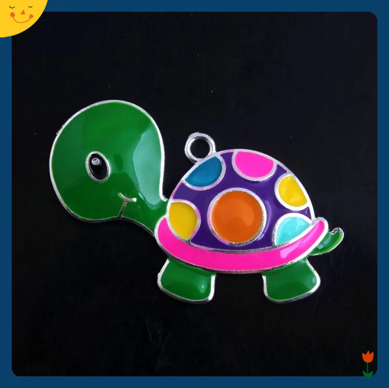 

OYKZA Custom New 5pcs Zinc Alloy Turtle Enamel Pendants for Chunky Beads Necklace Accessory Making 38x52mm