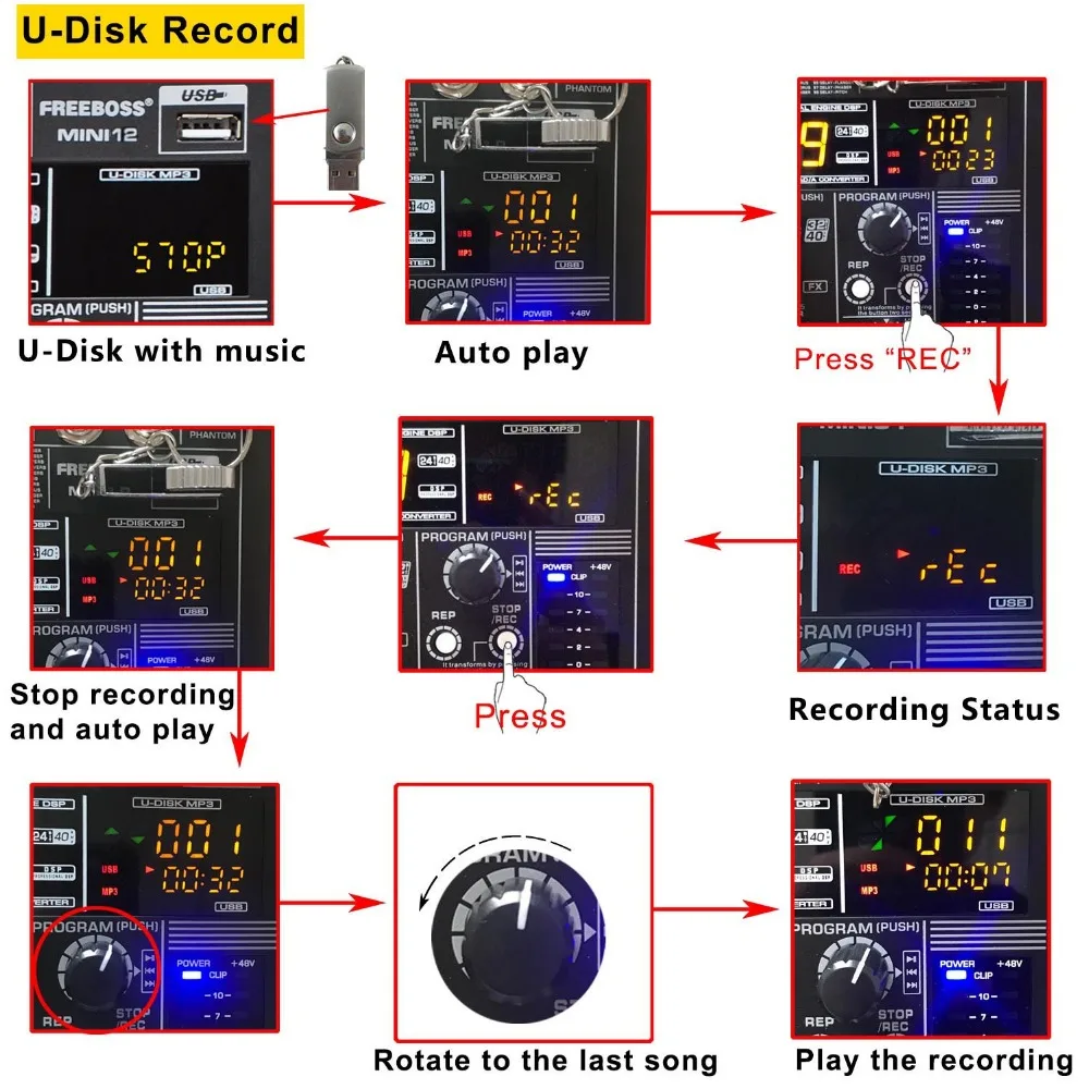 Freeboss MINI12 Bluetooth Record 12 Channels (Mono