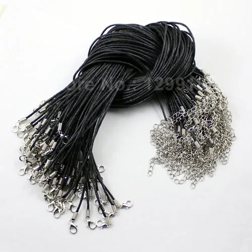 

Onebeading Black Necklace Cord 17-19 Inch Adjustable Korea Wax Rope String Approx 2mm thickness For DIY Making 20 Strands