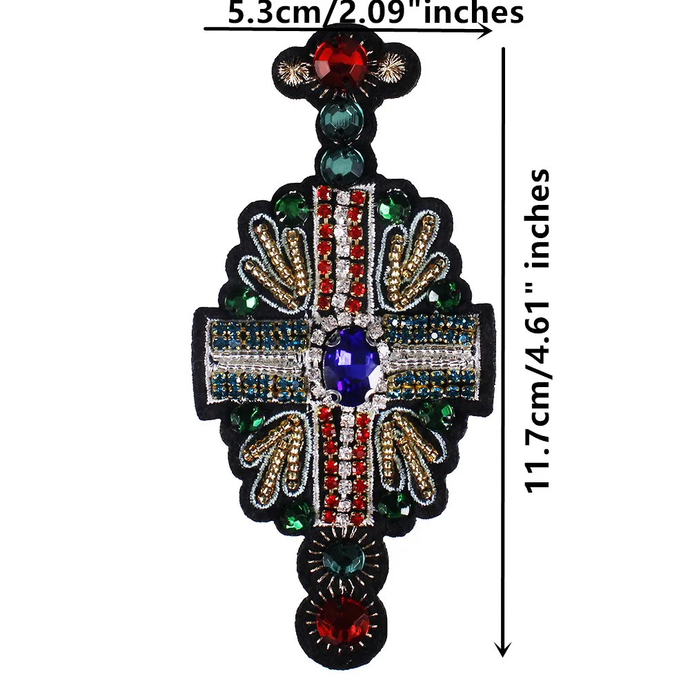 10 шт. бисером кристалл крест тканевые нашивки с вышивкой алмаз образец аппликации пришить значок для одежды Украшенные шитья TH1015