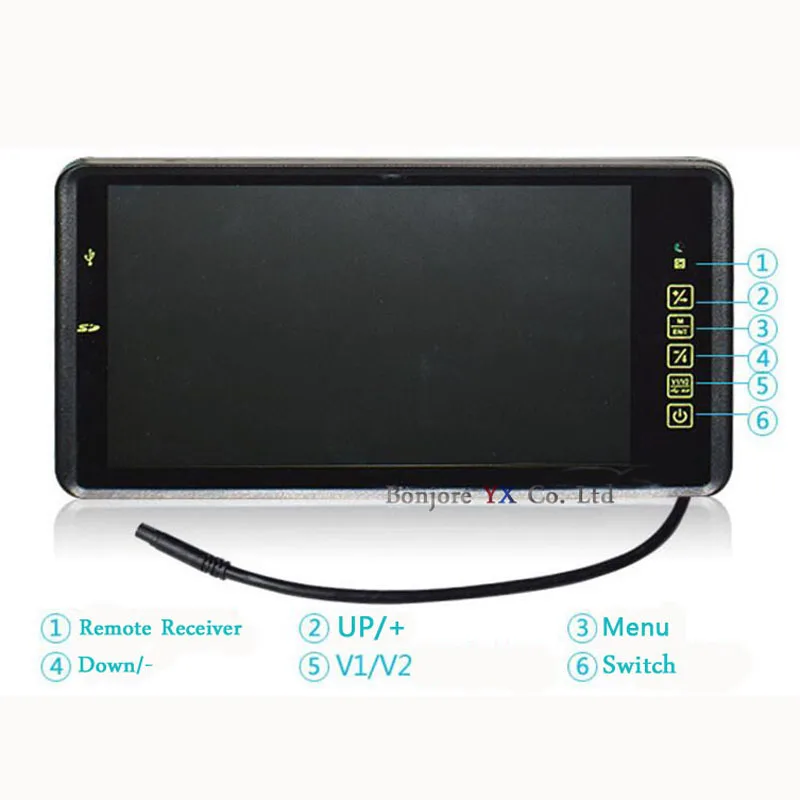 9 Inch LCD TFT Car Mirror Monitor 1024*800 Bluetooth MP5 Player FM with USB SD SLOT Remote control Audio input Parking Accessory