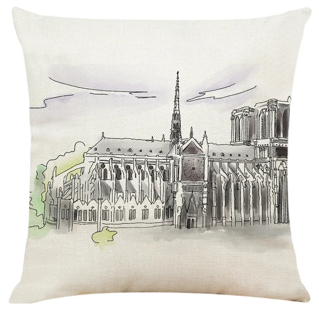 

Gajjar Retro Style Sketch Paris Sacred Building Waist Pillow Case Pillow Cover Throw Cushion Decal Linen Blend Dropshipping 419W