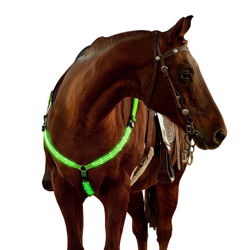 Adjustable LED Horse Chest Belt Harness Nylon Night Visible Breastplate