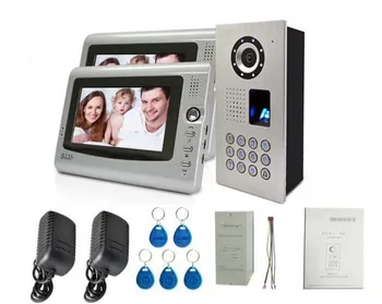

XinSiLu New 7" Color TFT LCD video door phone , Metal camera with password and fingerprint unlocking ,luxury intercom system 1V2