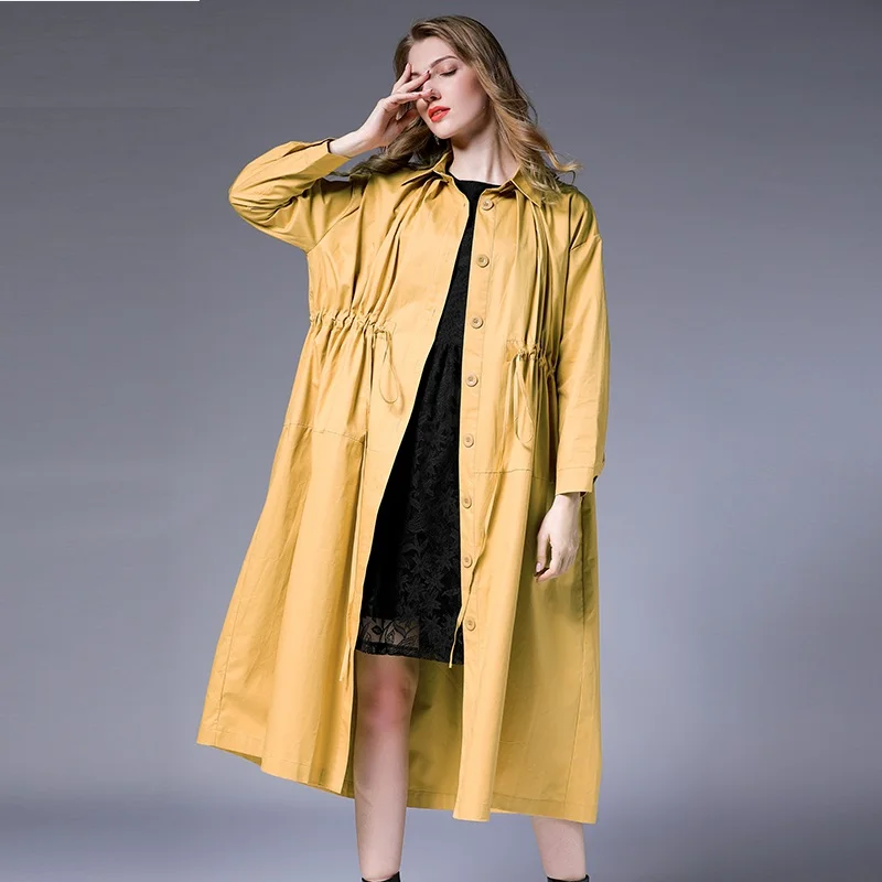 Fall Trench Coat High Women Single Breasted Loose Long Windbreaker