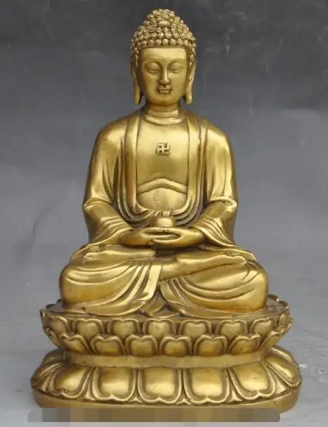 

S7293 9" tibet buddhism fane brass sakyamuni Shakyamuni Tathagata buddha bowl statue D0318