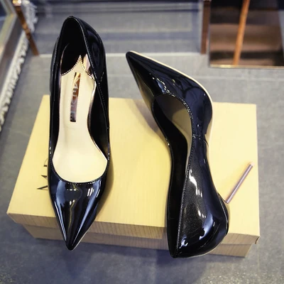 Black 10cm Heel Туфли-лодочки; женская обувь; Новинка года; красные туфли на высоком каблуке из лакированной кожи; пикантные туфли на металлической шпильке; Fenty Beauty; женские вечерние туфли из прозрачного пластика; большой размер 43 - Цвет: Black 10cm Heel
