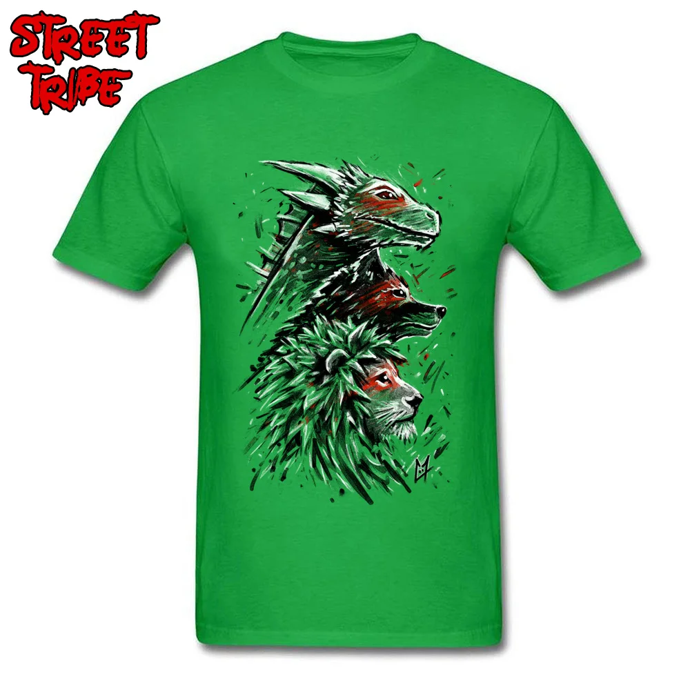 Dragon Wolf Lion Classic Tops Shirts Short Sleeve for Men 100% Cotton VALENTINE DAY Crew Neck T Shirt cosie Tees On Sale Dragon Wolf Lion green