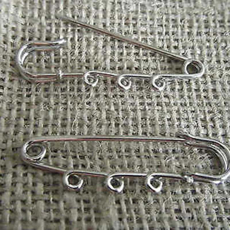 About 65mm brooch pin 3 hanging holes findings Vintage Savety Kilt big