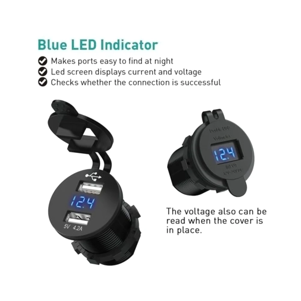 USB Автомобильное зарядное устройство разъем питания 5 V 2.1a/4.2A 12 В 24 светодио дный