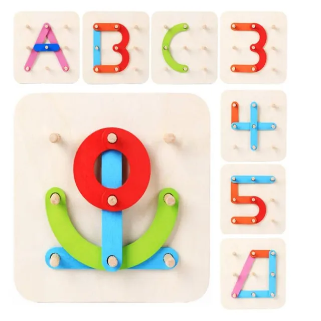 Wooden Letter-Number-Shape-Color Pegboard Set, Montessori Toy, Preschool Educational Stacking Blocks for Toddlers Kid Gift 1