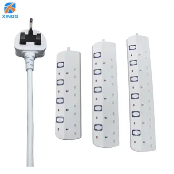 

Power Strip Surge Protection UK Plug 4/5/6 Way Outlets 13A Electrical Extension Sockets Independent Control Switches 2m Cord
