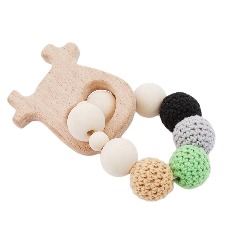 Детские бусины-прорезыватели бук Прорезыватель с органический Деревянный животных игрушка деревянный браслет Детские деревянный