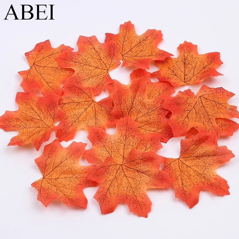 

100pcs/lot Fake Fall Flower Leaf Artificial Silk Maple Leaves For Home Wedding Party Decoration Scrapbooking Craft DIY