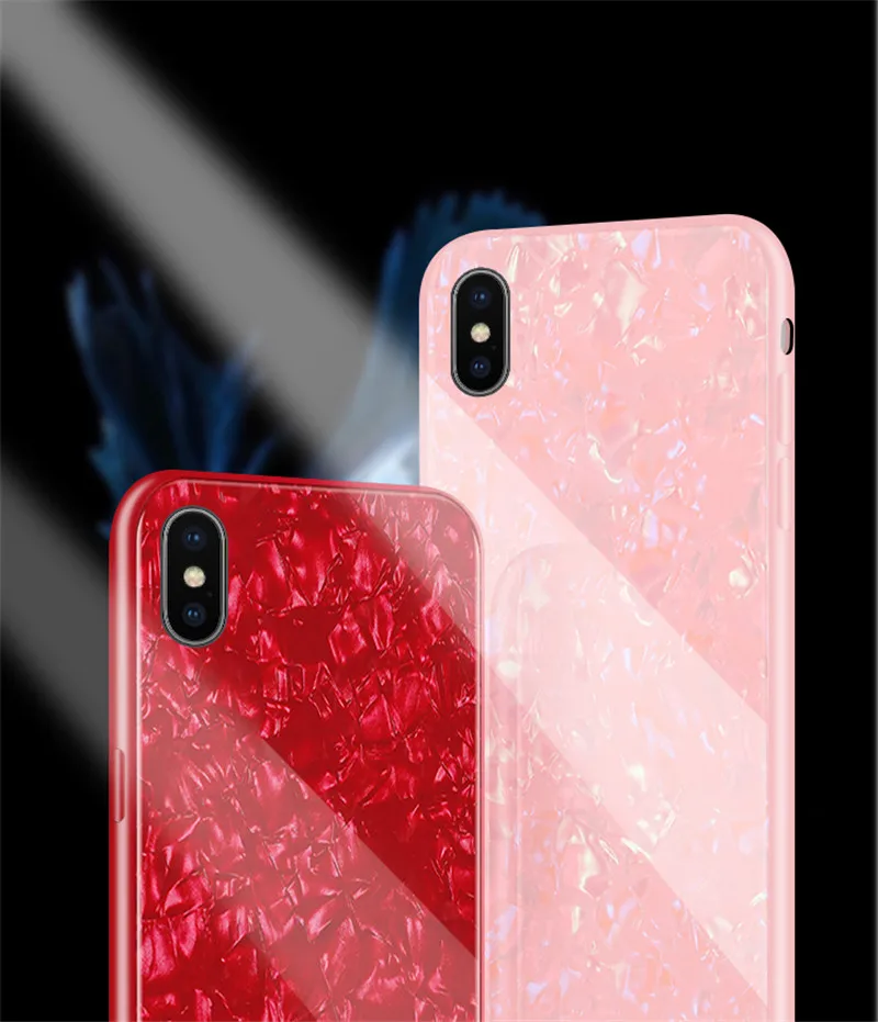 Для Coque iphone 7 чехол Роскошный закаленное стекло Жесткий Корпус Раковины чехол s для Fundas iphone X Xs Max 6 6s 7 8 Plus чехол для телефона