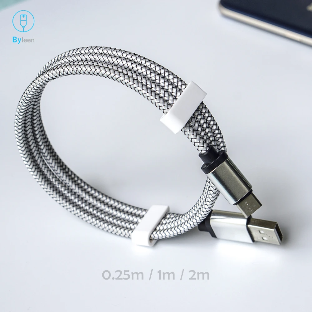 

Byleen USB Type C 2.4A Fast Charging Cable For Nokia 8 X7 Xiaomi Mi8 Mi9 LG V30 Samsung S10 S10e 2m 1m 25cm Short Cabo USB Kabel