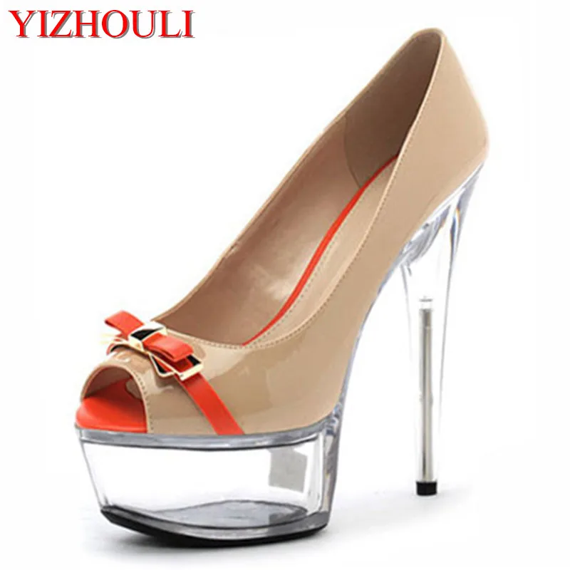 Spring style dress shoes fish mouth high heels, waterproof platform