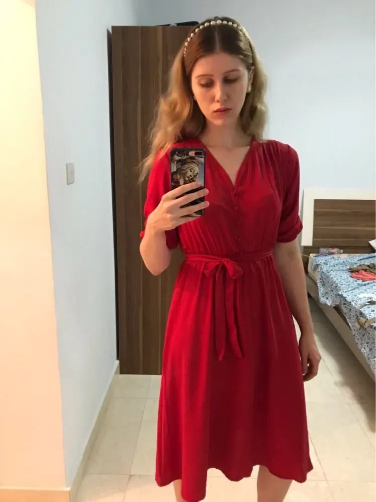 2020 Spring V Neck Summer Bandage Midi Long Dress Vestido De Festa Party tunic dress Women Casual Elegant High Waist Vestidos
