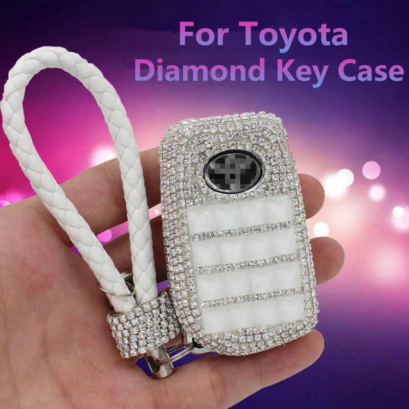 

Luxury Diamond bling Flip Folding Car Key Case Cover For Toyota Yaris Camry Corolla Prado REIZ Crown RAV4 Hilux Shell Bag