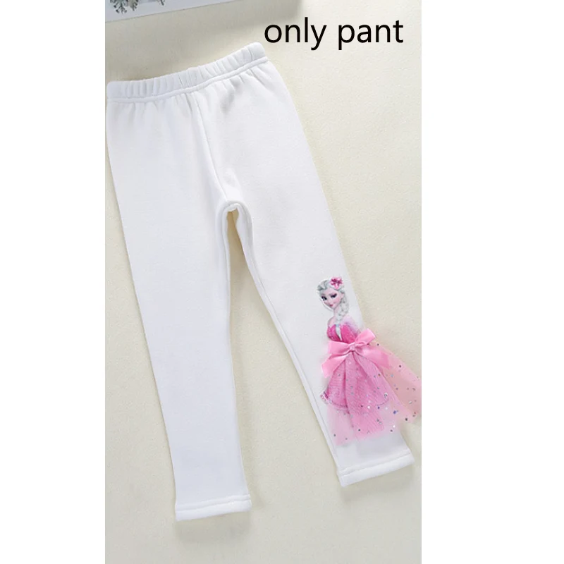 Новые летние комплекты одежды для девочек Детские хлопковые футболки с рисунком Эльзы, кружевная футболка принцессы+ длинные штаны, леггинсы одежда для детей с 3D рисунком - Цвет: only pant