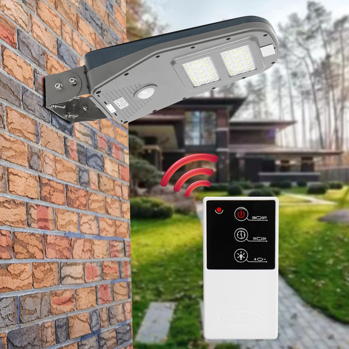 

30 LED Solar Street Wall Light Outdoor Lamp Post Area Lighting Batteries Remote Garden Security Light