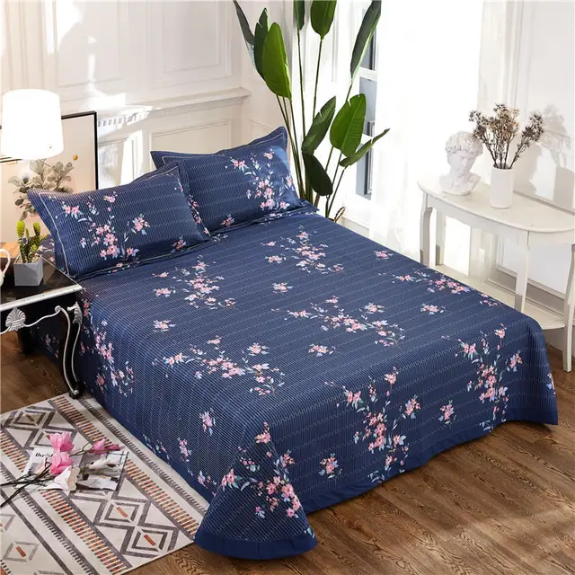 Us 77 4 40 Off 100 Cotton Flowers And Leaves Quilted Bed Spread Coverlet Set Tatami Mat Sheet Pillowcases Sofa Cover Queen King Size 3pcs In