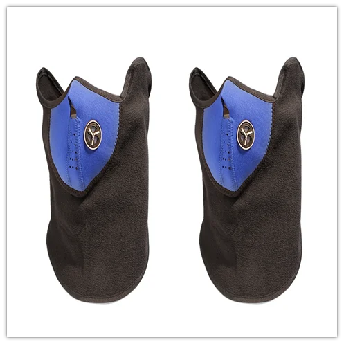 2PCS-BLUE Мотоциклетная полулицевая маска, флисовая, унисекс, лыжная, зимняя, велосипедная, теплая, зимняя, защита шарф, теплая защита - Цвет: 2PCS-BLUE