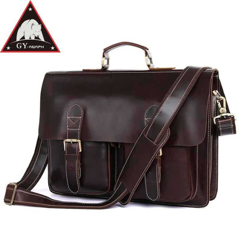 

ANAPH Colombian Leather Flap-Over Twin Buckle Men's Messenger Bag, 15" Laptop Satchel Briefcases Chocolate - 30 Year Warranty