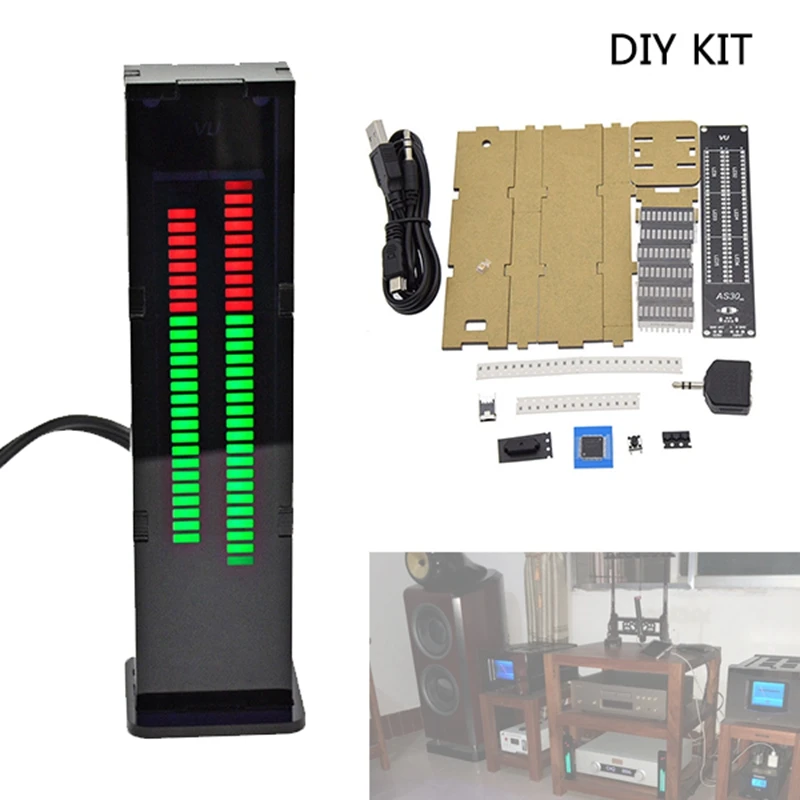 

HLZS-DIY AS30 30 Segment Stereo Music Spectrum Analyzer LED Level Display Kits VU Mete