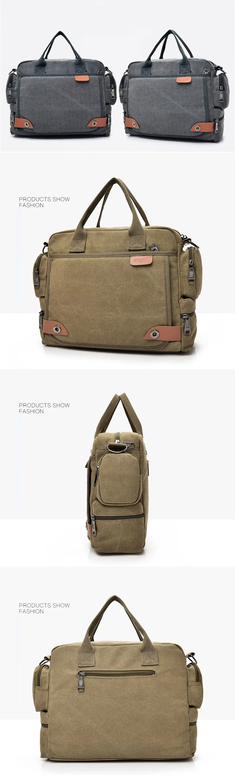 Новая многофункциональная сумка через плечо, Мужская холщовая сумка-мессенджер, мужская деловая и повседневная сумка-портфель A4 с верхней ручкой
