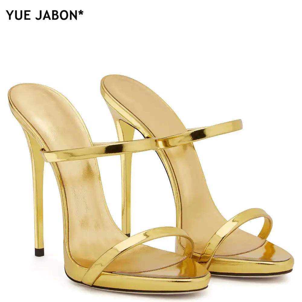 gold two strap heels