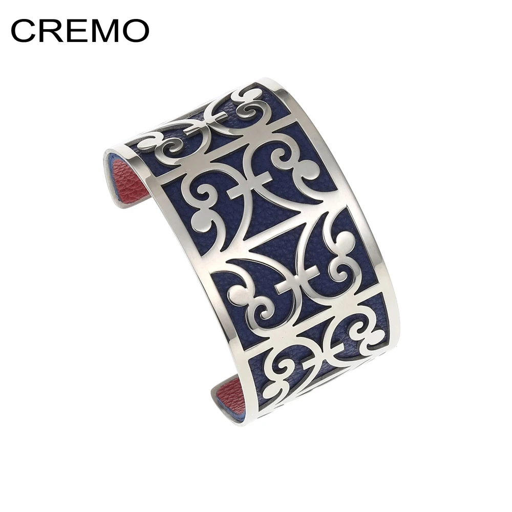 Широкий Открытый браслет Cremo Manchette Ferns двусторонние кожаные браслеты для рук