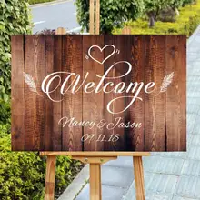 Деревянные Свадебные приветственные знаки персонализированные имя Дата, Свадебный вход приветственный знак, пользовательские деревенские вечерние приветственные Знаки Декор, подарок